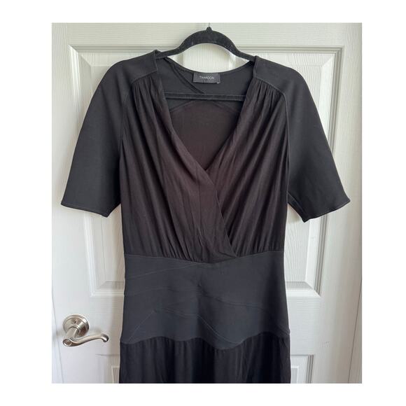 THAKOON black bandage short sleeved midi V neck dress 10 - Picture 11 of 16